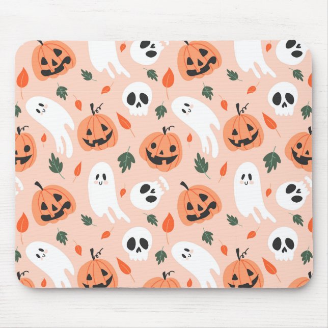 Tapis De Souris Joli Jack-O-Lanterne et Motif fantôme (Devant)