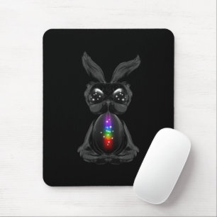 Tapis De Souris Joli lapin noir avec Soul arc-en-ciel Chakra