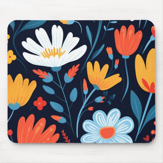 Tapis De Souris Joli modèle floral noir féminin (Devant)