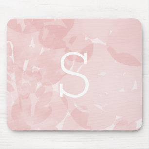 Tapis De Souris Joli monogramme rose d'aquarelle