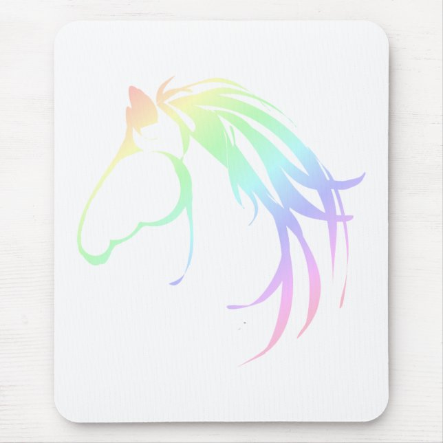 Tapis De Souris Joli Pastel Pink & Blue Horse Head Logo (Devant)