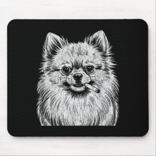 Tapis De Souris Joli Pomeranian Fumant Mème Chien
