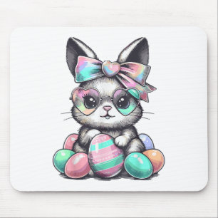 Tapis De Souris Joli Rabbit Face Tie Dye Gles Oeufs Bunny Pâques D