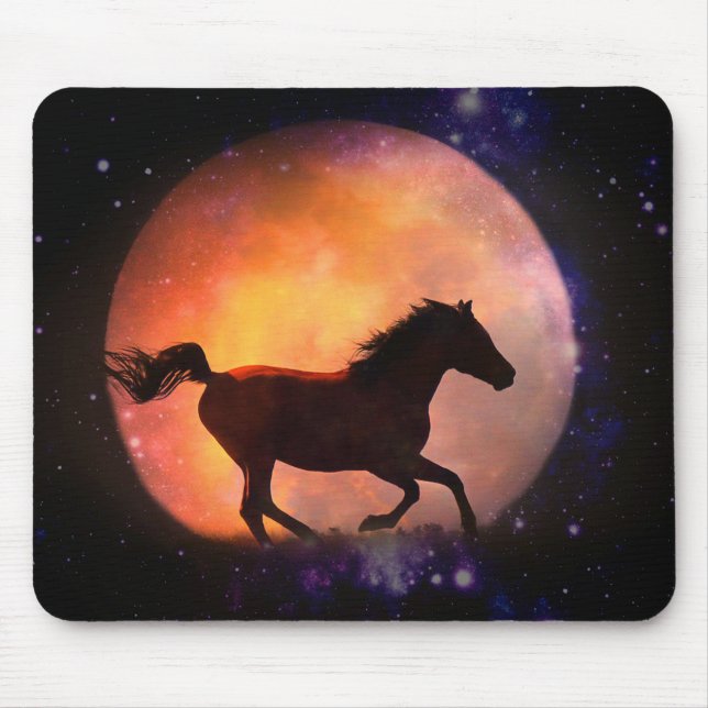 Tapis De Souris Joli sac à souris Cheval et Lune (Devant)