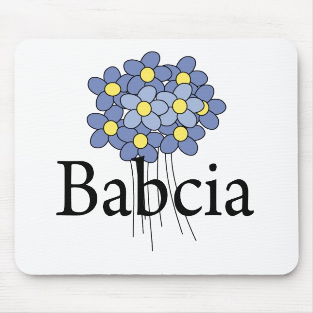 Tapis De Souris Joli T-shirt de Babcia aux fleurs bleues (Devant)