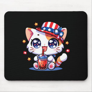 Tapis De Souris Joli T-Shirt de Chat du 4 Juillet pour Filles Enfa