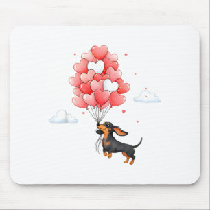 Tapis De Souris Joli Teckel Saint-Valentin Cœur Ballon Amateur de