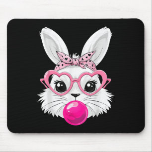 Tapis De Souris Joli Visage De Lapin De Pâques Avec Des Gles De Co