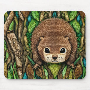 Tapis De Souris Jolie adorable petit bébé castor