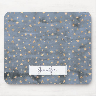 Tapis De Souris Jolie aquarelle étoile dorée lavande