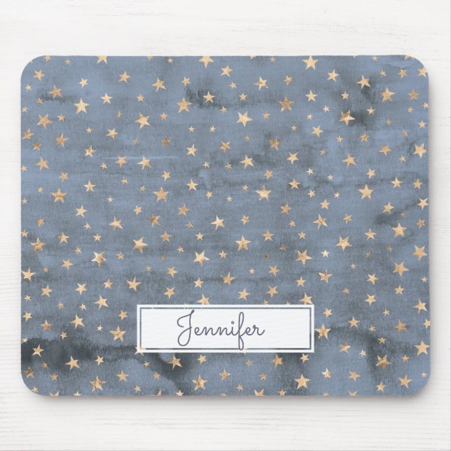 Tapis De Souris Jolie aquarelle étoile dorée lavande (Devant)