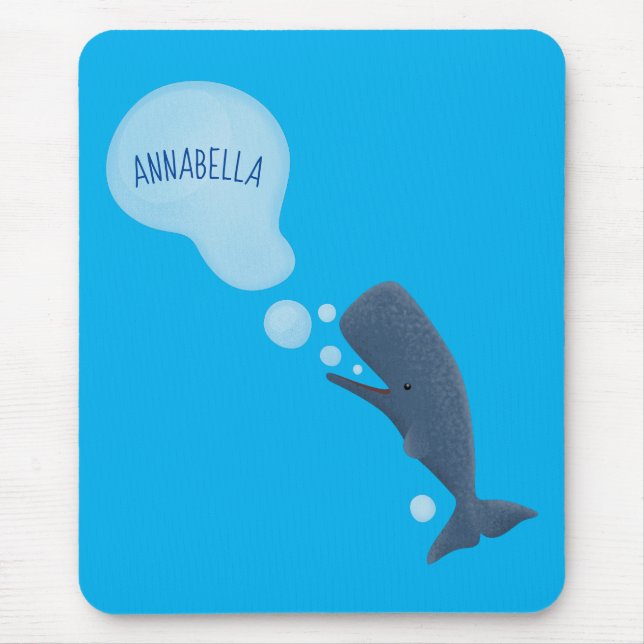 Tapis De Souris Jolie baleine à sperme soufflant bulles dessin (Devant)