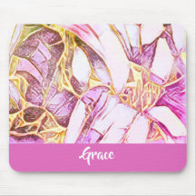 Jolie Couleurs Rose Et Faux Or Floral Monogramme