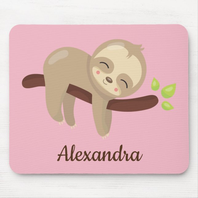 Tapis De Souris Jolie fentes sur arbre Kawaii Illustration animale (Devant)