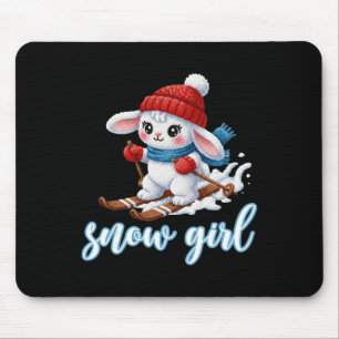 Tapis De Souris Jolie Fille de Neige Lapin de Neige Amoureuse du S