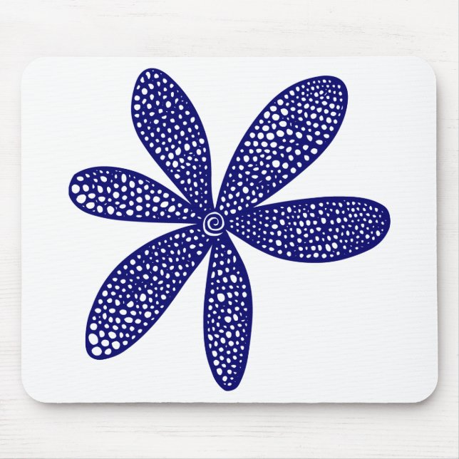 Tapis De Souris Jolie Fleur - Bleu Profond Marine (Devant)