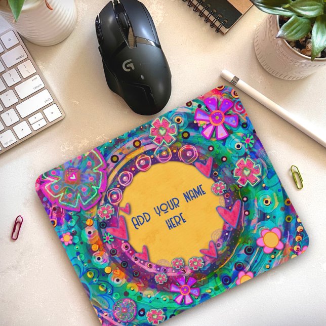 Tapis De Souris Jolie Fleur Nom Personnalisé Inspirivity Mousepad (Créateur téléchargé)