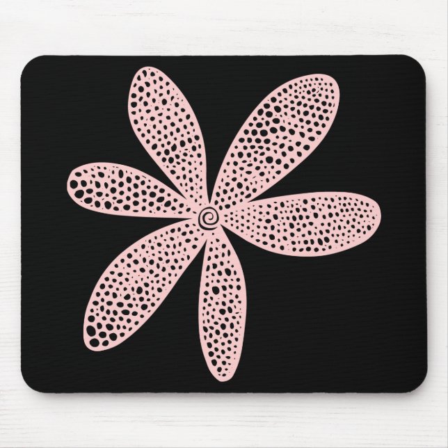 Tapis De Souris Jolie fleur - Patiné rose sur noir (Devant)