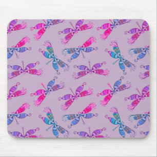 Tapis De Souris Jolie libellule violet bleu Motif à deux tons