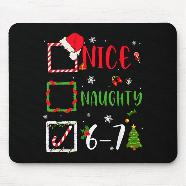 Tapis De Souris Jolie liste vilain 67 Noël Brainrot drôle 6-7  (Devant)