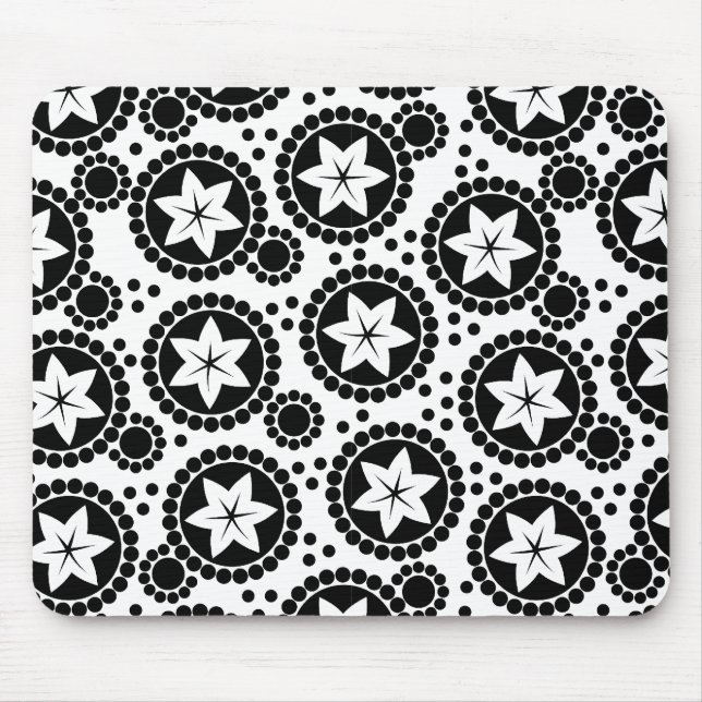 Tapis De Souris Jolie mousepad aux fleurs blanches noires (Devant)