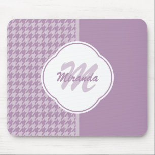 Tapis De Souris Jolie Pastel Purple Houndstooth Monogramme et nom