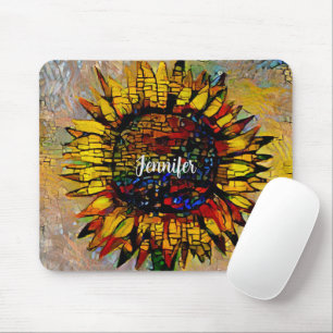 Tapis De Souris Jolie peinture Abstraite de tournesol
