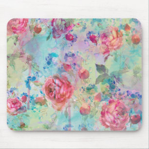 Tapis De Souris Jolie peinture rose à fleurs aquarelles design
