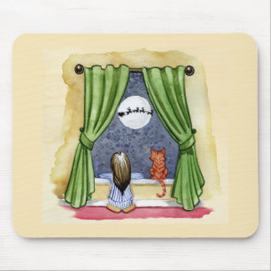 Tapis De Souris Jolie réveillon de Noël Enfant & Chat Kitty Aquare