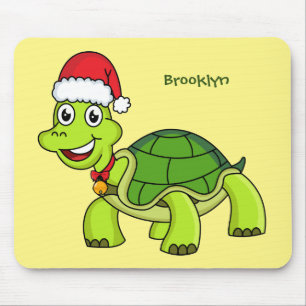 Tapis De Souris Jolie tortue en chapeau de Père Noël