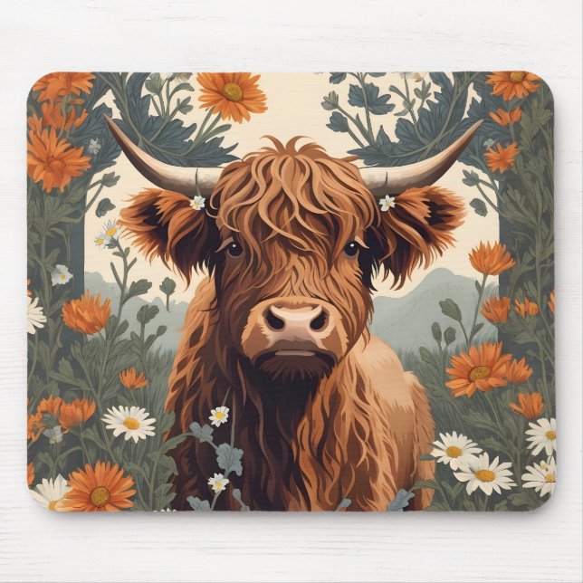 Tapis De Souris Jolie vache Vintage Highland (Devant)