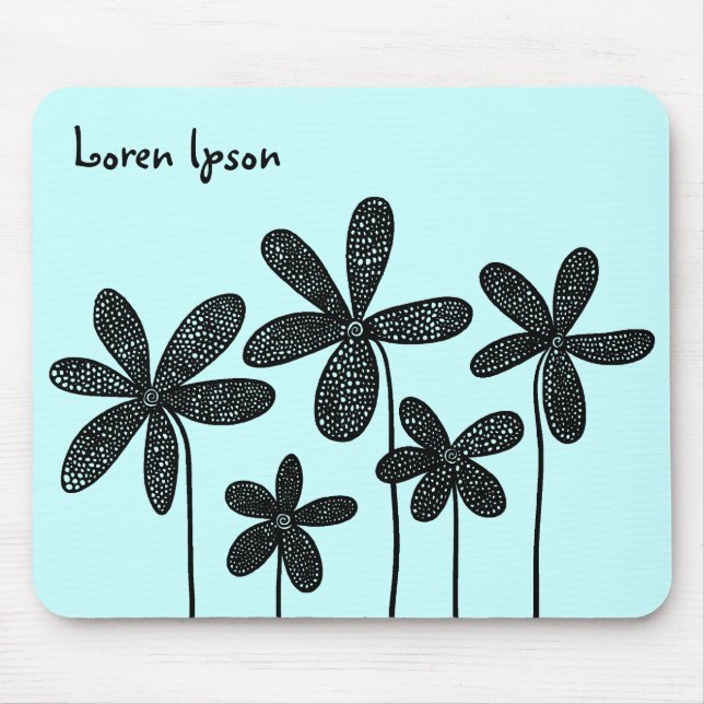 Tapis De Souris Jolies fleurs - Bleu glacé (Devant)