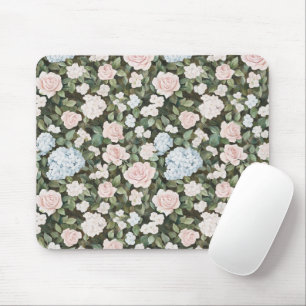 Tapis De Souris Jolies Fleurs Bleues Roses