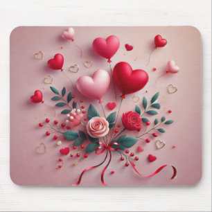 Tapis De Souris Jolis ballons et roses de la Saint-Valentin