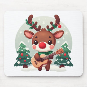 Tapis De Souris Jolis rennes fantaisistes avec guitare