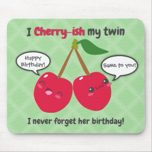 Tapis De Souris Jote Red Cherry Kawaii Twins Anniversaire