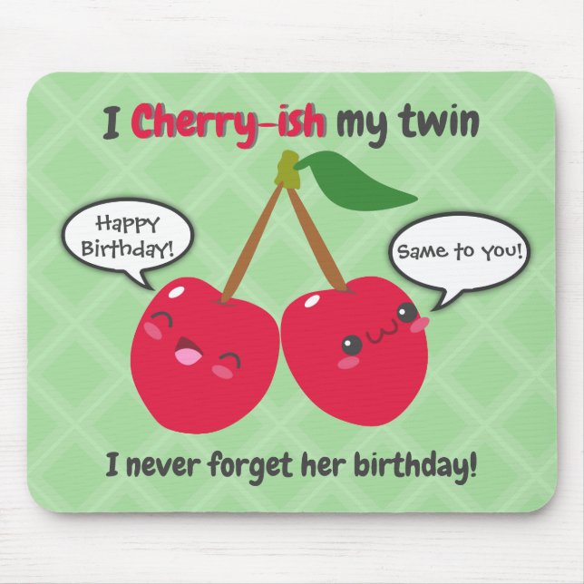 Tapis De Souris Jote Red Cherry Kawaii Twins Anniversaire (Devant)