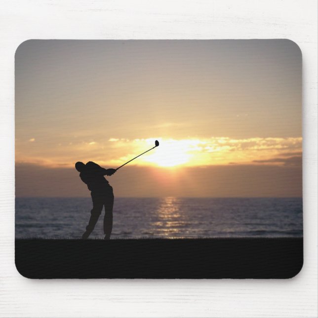 Tapis De Souris Jouer Au Golf Au Coucher Du Soleil (Devant)