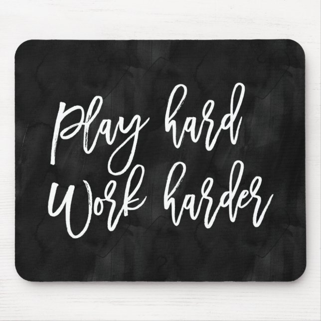 Tapis De Souris Jouer dur travail plus dur | Aquarelle noire (Devant)