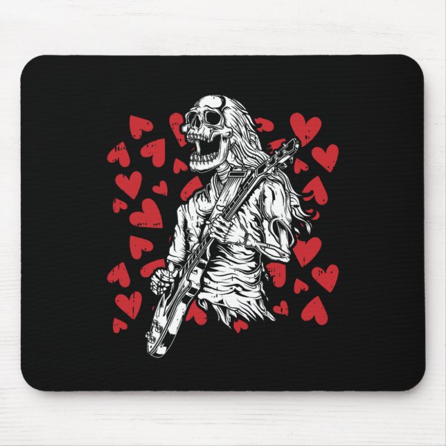 Tapis De Souris Jouer Guitare Valentines Cool Rock Musicien (Devant)