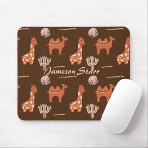 Tapis De Souris Jouet Brown Cactus Camel Llama Animal Nom de la fa