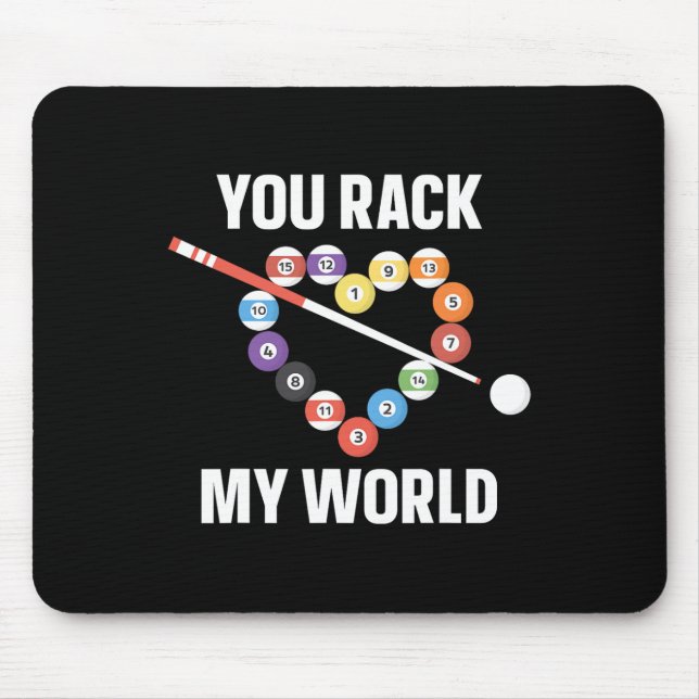 Tapis De Souris Joueur Billard Ball Pun Coeur Valentines Da (Devant)