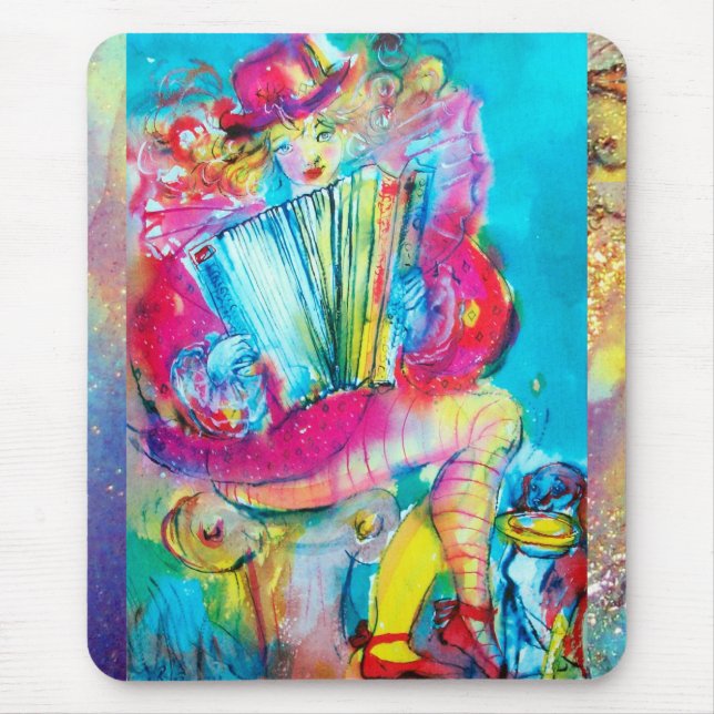 Tapis De Souris JOUEUR D'ACCORDION DANS L'Aquarelle DE NUIT (Devant)