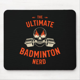 Tapis De Souris Joueur de badminton crâne enflammé haltère fan de