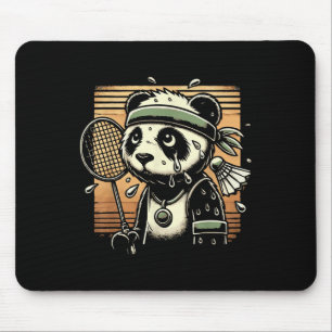 Tapis De Souris Joueur de badminton Rétro Panda Raquette Volant