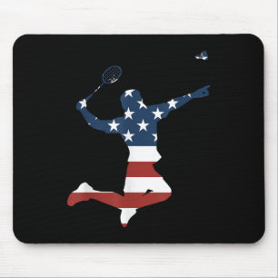 Tapis De Souris Joueur de badminton Vêtements Drapeau Américain Ba