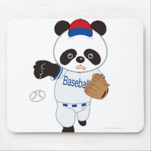 Tapis De Souris Joueur de baseball de panda lançant un base-ball