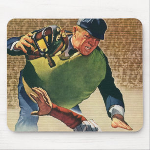 Tapis De Souris Joueur de baseball de sports vintage, l'arbitre