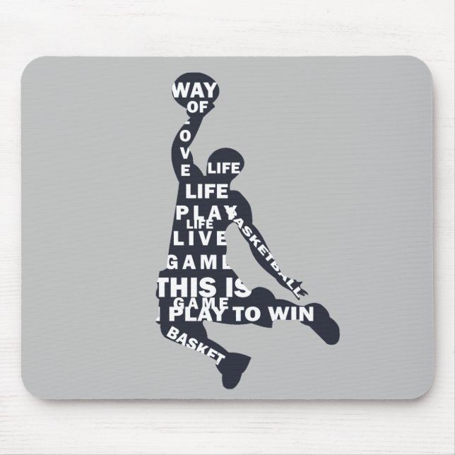 Tapis De Souris Joueur de basketball avec texte intégral (Devant)