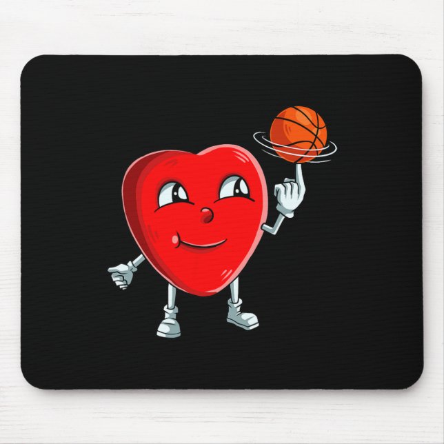 Tapis De Souris Joueur de basketball de coeur Valentines Jour Mign (Devant)